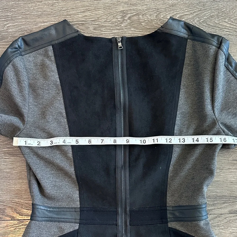 BCBGMaxAzria Charcoal and Black Paneled Blouse